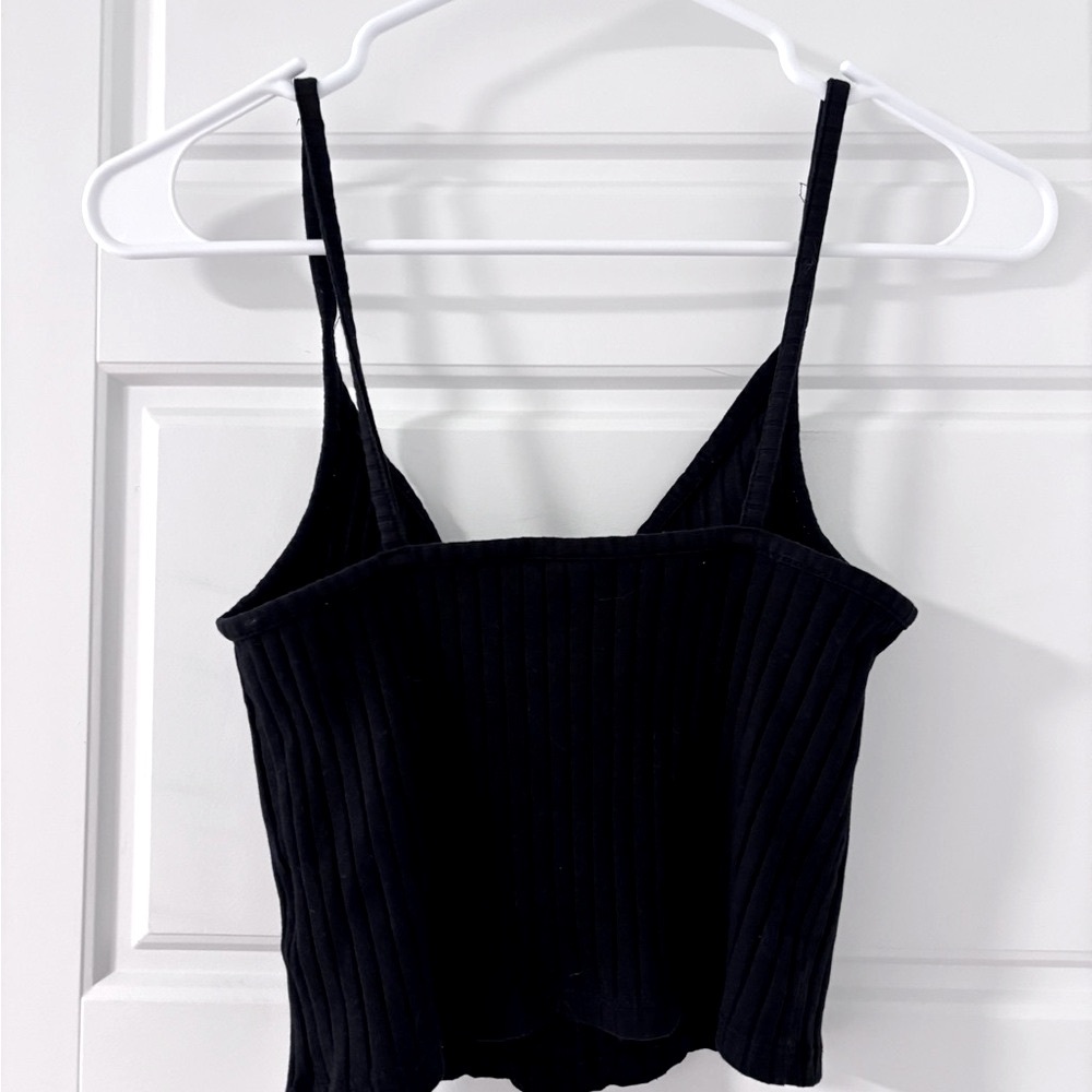 Black Ribbed Women's Top - Picture 2 of 2